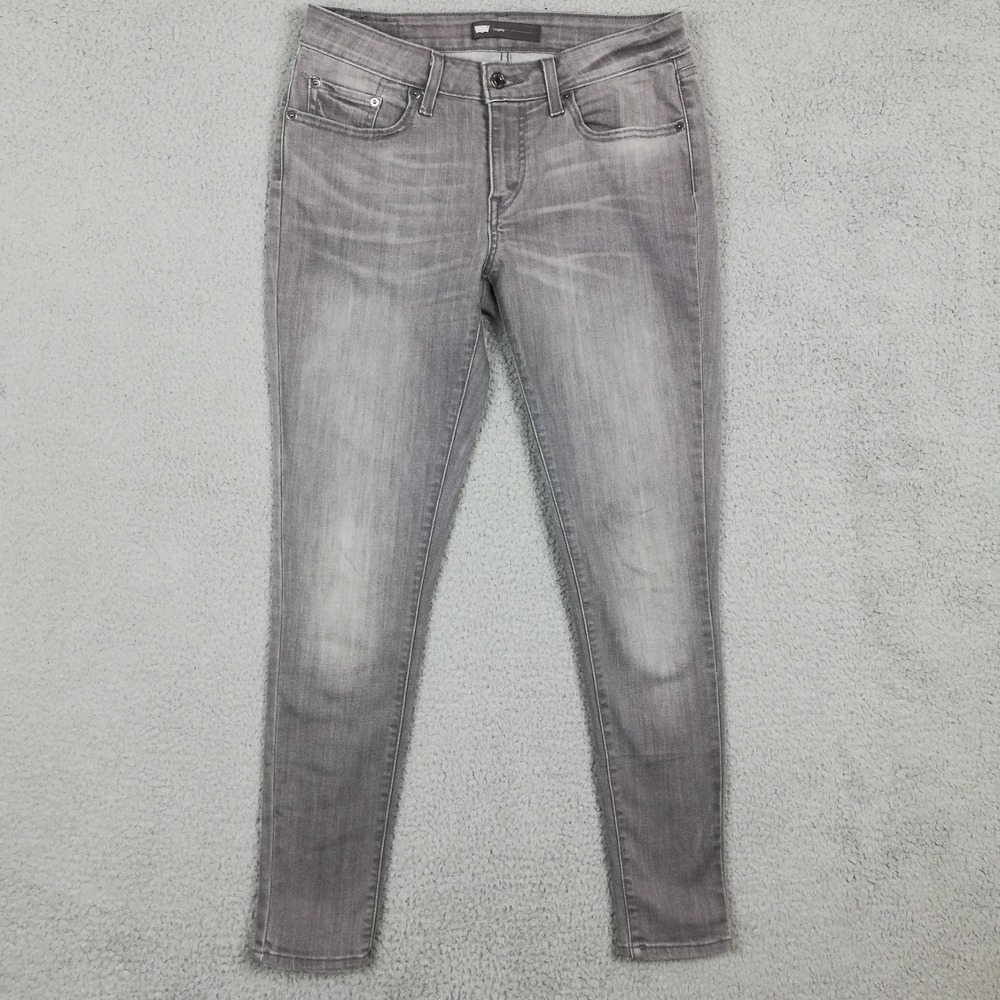 Levi's Womens Jeans Legging Jegging Gray Denim Mid Rise Whiskering Stretch 30